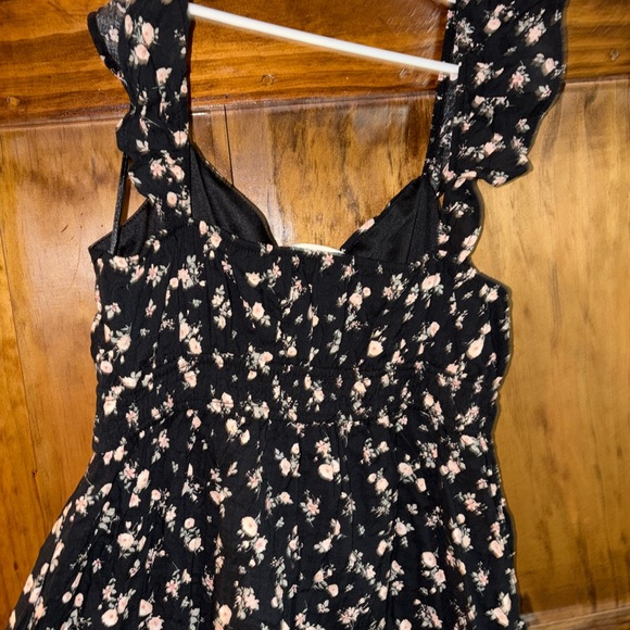 Pink Rose Black Floral Dress - Picture 5 of 7